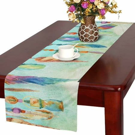 

MKHERT Watercolor Jewellery With Sea Shells Table Runner For Wedding Party Decoration Kitchen Decor Decoration 16x72 inch