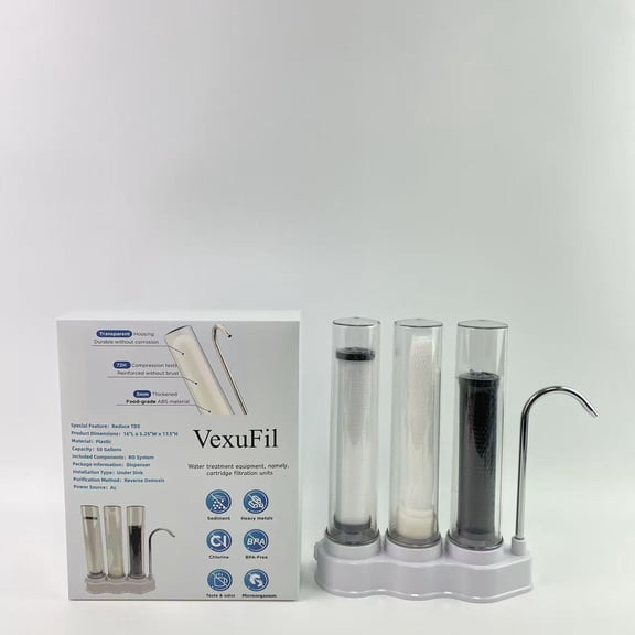 VexuFil Water treatment equipment, namely, cartridge filtration units, High Capacity Under Sink 5-Stage Reverse Osmosis Water Filter, Drinking System, Brushed Nickel Faucet