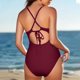 thumbnail image 4 of Trajes de baño de una pieza para mujer, trajes de baño de color sólido sin mangas de gran tamaño para mujer, conjunto de bikini con cuello en V colgante, traje de baño sin mangas, 4 of 6