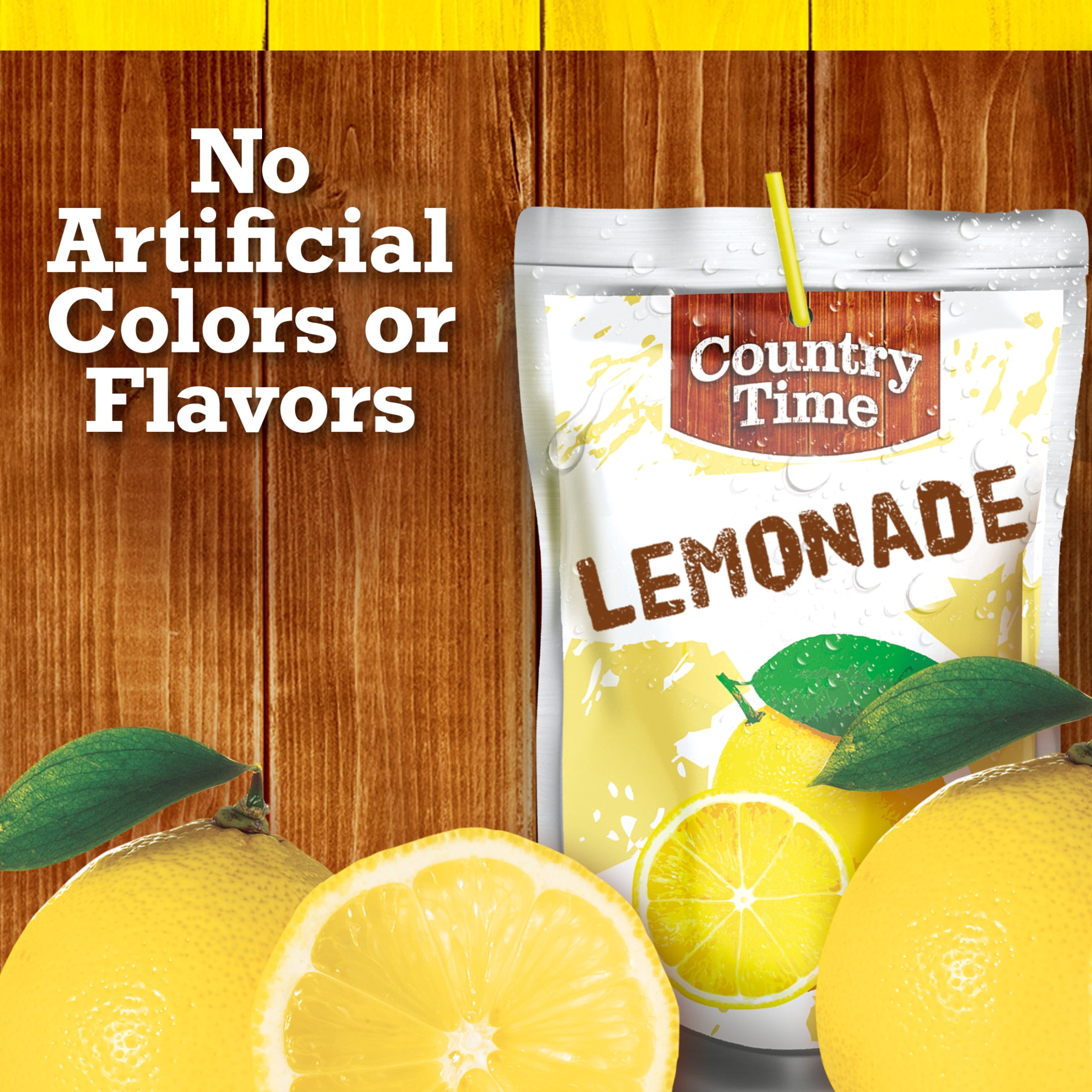 (2 pack) Country Time Ready to Drink Flavored Drink, 10 Pouches, for School Lunches and On-the-Go Hydration, Lemonade, No Artificial Colors or Flavors, 6 fl oz
