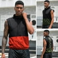 thumbnail image 1 of Tignapoo Men's Sleeveless Sports Vest with Color Block Design and Camouflage Print, Stand-Up Collar, Drawstring Details, Stretchy and Breathable Quick-Dry Fabric, Asian Size 2XL - Black/Green, 1 of 6