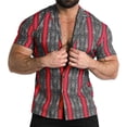 thumbnail image 3 of Camisas Para Hombre SLIM FIT NEGOCIO TENDENCIA PERSONALIDAD MODA ESTAMPADO CAMISA DE MANGA CORTA HOMBRE (B, L), 3 of 4