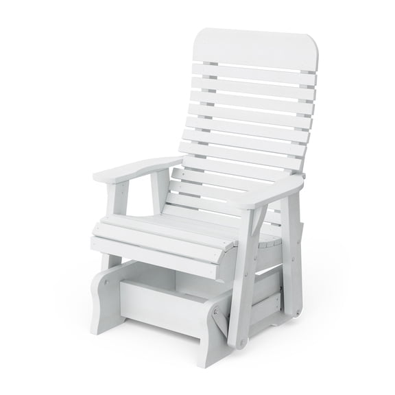 Wildridge Signature Single Glider, White - Outdoor Weather Resistant Recycled HDPE Glider for Porch, Patio, Deck