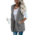 thumbnail image 4 of shqvo Women's Long Vest V Neck Sleeveless Open Front Vest Outwear Winter Warm Sherpa Jacket with Pockets Casual Vest Coats for Fall Winter, 4 of 4