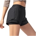 thumbnail image 5 of Sakmal Spandex Shorts for Women Trendy Quick Dry Running Black 4" Athletic Shorts with Zip Pockets, 5 of 5