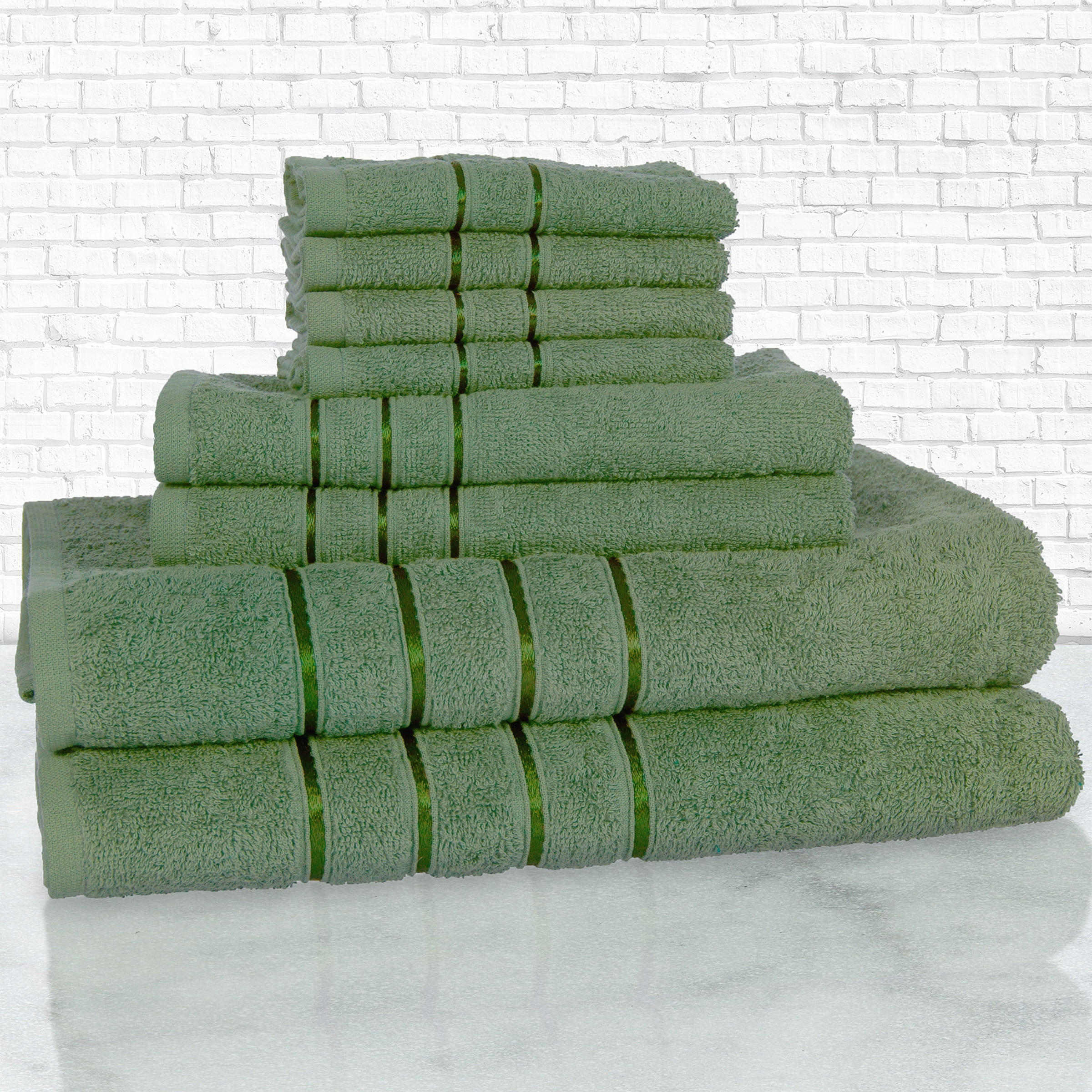 Lavish Home 8-Piece 100% Cotton Complete Plush Bath Towel Set (Green)
