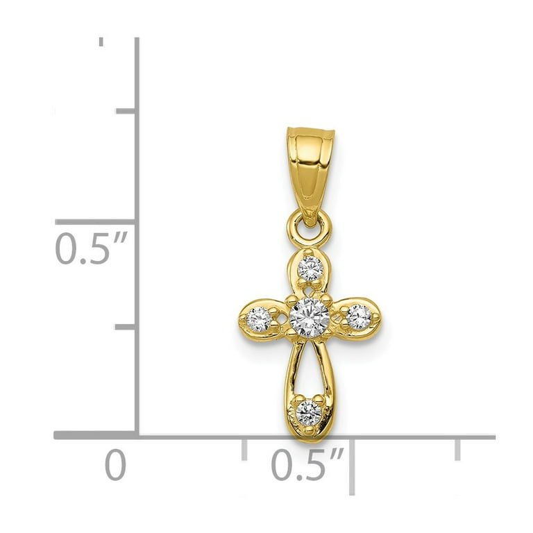 14k Gold Fancy CZ Cross 20mm Charm Pendant 14k Gold Fancy CZ Cross 20mm Charm Pendant