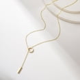 thumbnail image 6 of Turandoss Lariat Necklace for Women Dainty Circle Bar Pendant Necklaces 14K Gold Plated Long Simple Y-Shaped Drop Chain Jewelry Trendy Gifts, 6 of 7
