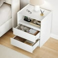 thumbnail image 4 of Nightstand with Charging Station, 24″ White Modern Bedside Table with 2 Drawers, USB/Type-C Ports, AC Outlet & Shelf, 4 of 9