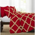 thumbnail image 3 of D.N.G. BEDDINGS 3 Piece Luxury Two Tone Diamond Ruffle Pattern Comforter Set Premium Super Soft, All Season 800 Thread Count, 100% Egyptian Cotton, Twin/Twin XL Size Taupe/Red Solid Color, 3 of 4