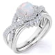 thumbnail image 3 of JeenMata Anillo de Bodas de 1,15 Quilates con Ópalo de Fuego Azul Redondo Vintage y Moissanita Engastado en Oro Blanco de 18 K sobre Plata, 3 of 5