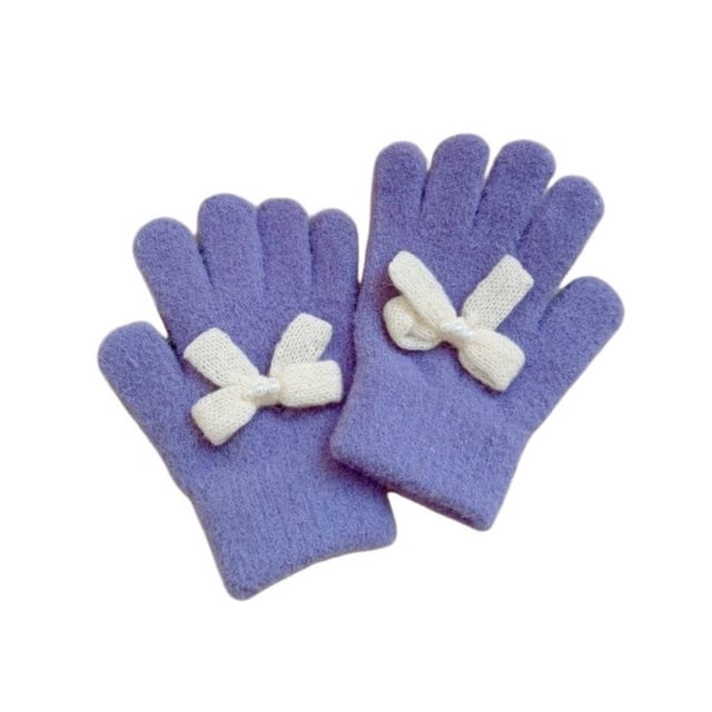 Solid Color Woolen Gloves for Children Outdoor Warm Knitted Gloves