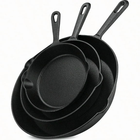 Cast iron Skillets 3 Piece Set Chefs Pan Pre Seasoned Cast iron Skillets 6 8 and 10 Inches Easy Use in the Oven Stove Grill or Campfire