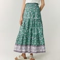 thumbnail image 5 of WTOBBY Women's Solid Color High Waist A-Line Skirt Tiered Ruffle Hem Boho Trumpet Skirt Casual Beach Flowy Long Skirt with Folded Waist Detail,Green L, 5 of 5