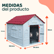 thumbnail image 3 of Casa para Perro Grande Exterior con Puerta metálica térmica con ventilación, Resistente a la Intemperie con Techo Triangular para Lluvia, Roja 98x84x82 cm, 3 of 7