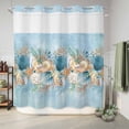 thumbnail image 6 of No Hook Shower Curtain, Beach Coastal Blue Shower Curtains for Bathroom with See Through Top Window, Nautical Shell Starfish Coral Summer Waterproof & Washable Bath Curtain Long 72"x78", 6 of 9