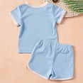 thumbnail image 3 of Boys Girls Summer Breathable Outfits Casual Short Sleeve T-Shirt And Shorts Two-Piece Color Block Suits for 1-6 Years, 3 of 7