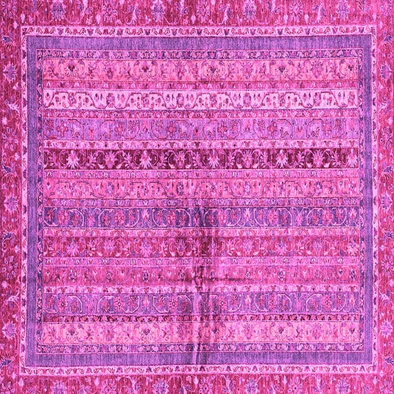 Ahgly Company Indoor Square Oriental Pink Modern Area Rugs, 6' Square