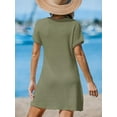 thumbnail image 5 of Women Bathing Suit Cover Up Short Sleeve Twist Hem Swimsuit Coverup for Summer Vacation, 5 of 13