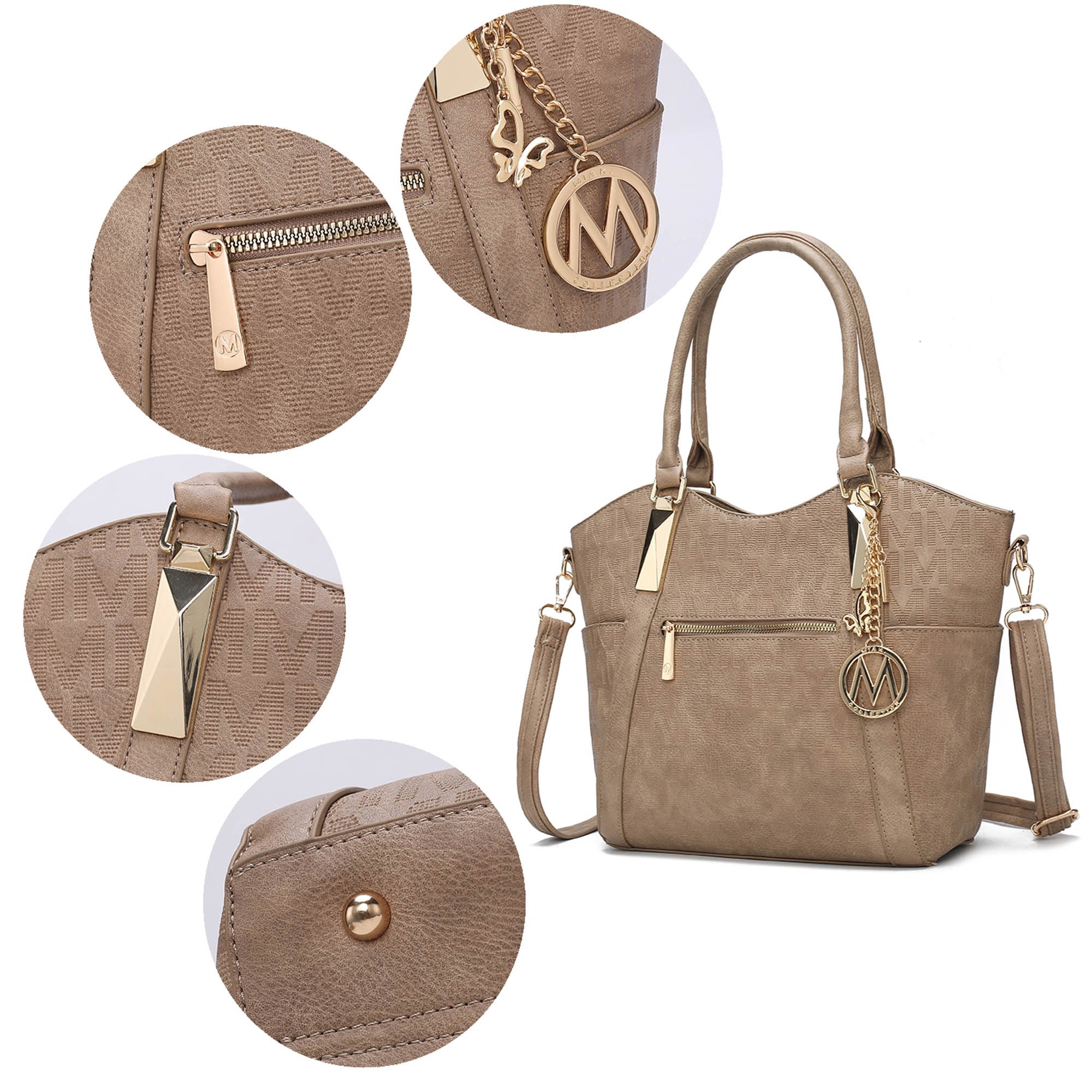 MKF Collection Hazel Vegan Leather Women's Tote Bag, Functional Shoulder Purse Handbag by Mia K - Camel