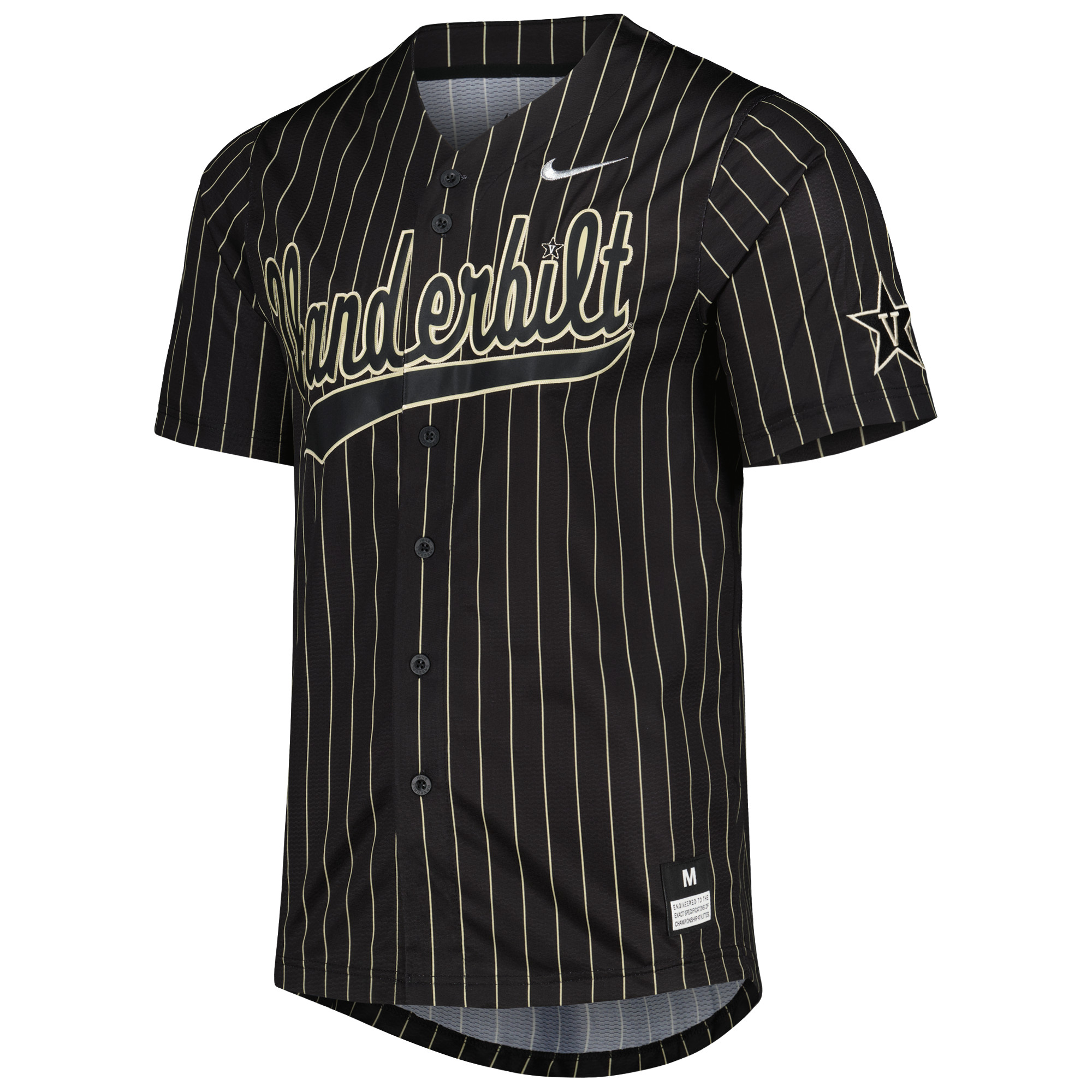 Men's Nike Black/Gold Vanderbilt Commodores Pinstripe Replica Full-Button Baseball Jersey - image 2 of 3