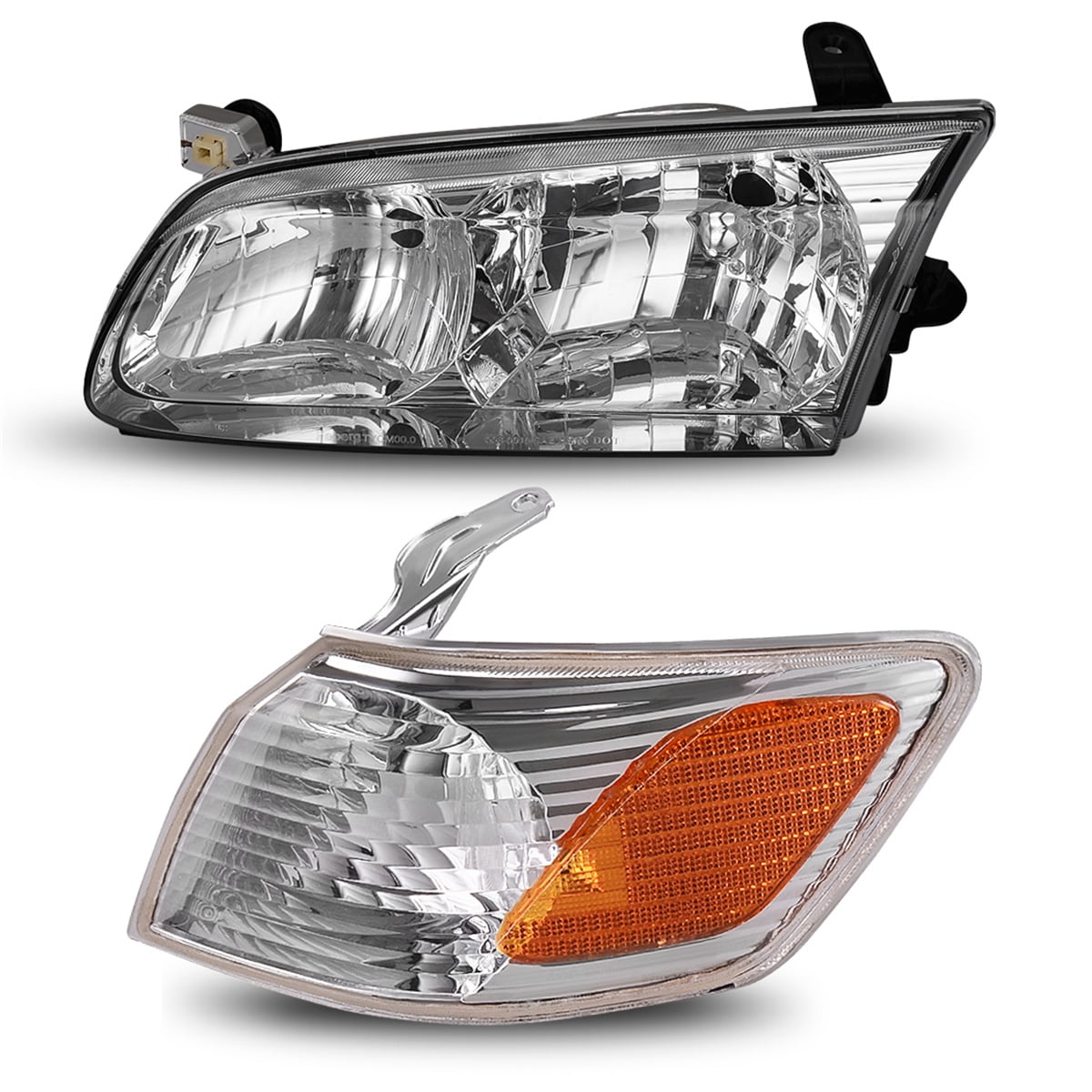 RVNI For 2000-2001 Toyota Camry Headlights Headlamp w/ Corner Lights 4Pcs LH+RH Set