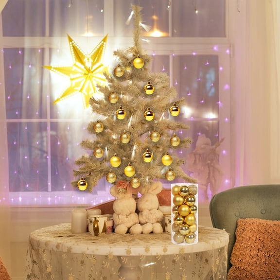 quanjun 1.1" 24 pcs Christmas Hanging Balls Ornaments Set,Shatterproof Christmas Decoration Ball Ornaments for Xmas Tree,for Christmas Tree Holiday Party Wedding Decoration