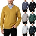 thumbnail image 4 of Men's V-Neck Knit Sweater Long Sleeve Solid Color Classic Fit Casual Pullover Top, 4 of 4
