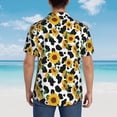 thumbnail image 4 of Fotbe Cute Cow Print Sunflower A Camisa Hawaiana para Hombre Unisex – Camisa Casual de Verano con Botones de Manga Corta de Algodón y Lino,XX-Large, 4 of 7