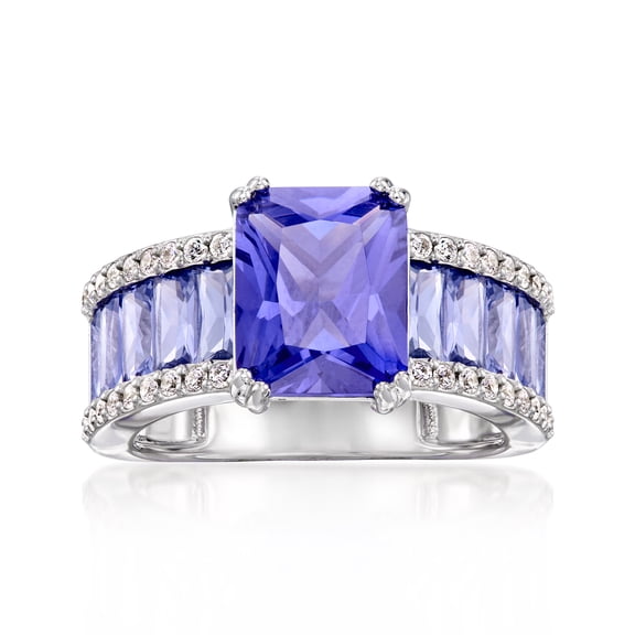 Ross-Simons 6.75 ct. t.w. Simulated Tanzanite and .20 ct. t.w. CZ Ring in Sterling Silver, Women's, Adult
