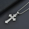thumbnail image 5 of XIVORA Cross Necklace for Men – Polished Stainless Steel Cross Pendant Necklace 24″ Chain, Durable Silver-Tone Men's Necklace, Christian Jewelry Gift for Men, 5 of 5