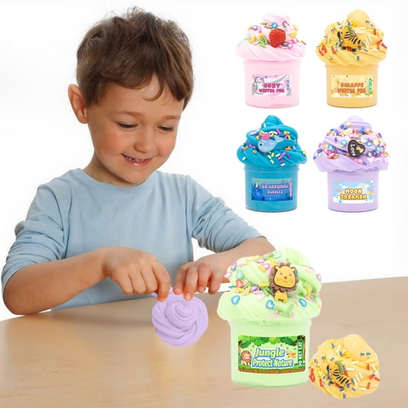 Msgweeeg Boy Toys Age 2 Unusual Christmas Gifts 70ml Furry Cloud Butters Colored Clays Toy Non Settling with Accessories DIY Noodles Stretchy Colored Clays for Creatives Crafts
