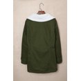 thumbnail image 2 of POGLIP Women's Green Gray Lapel Collar Button Fleece Jacket, 2 of 6