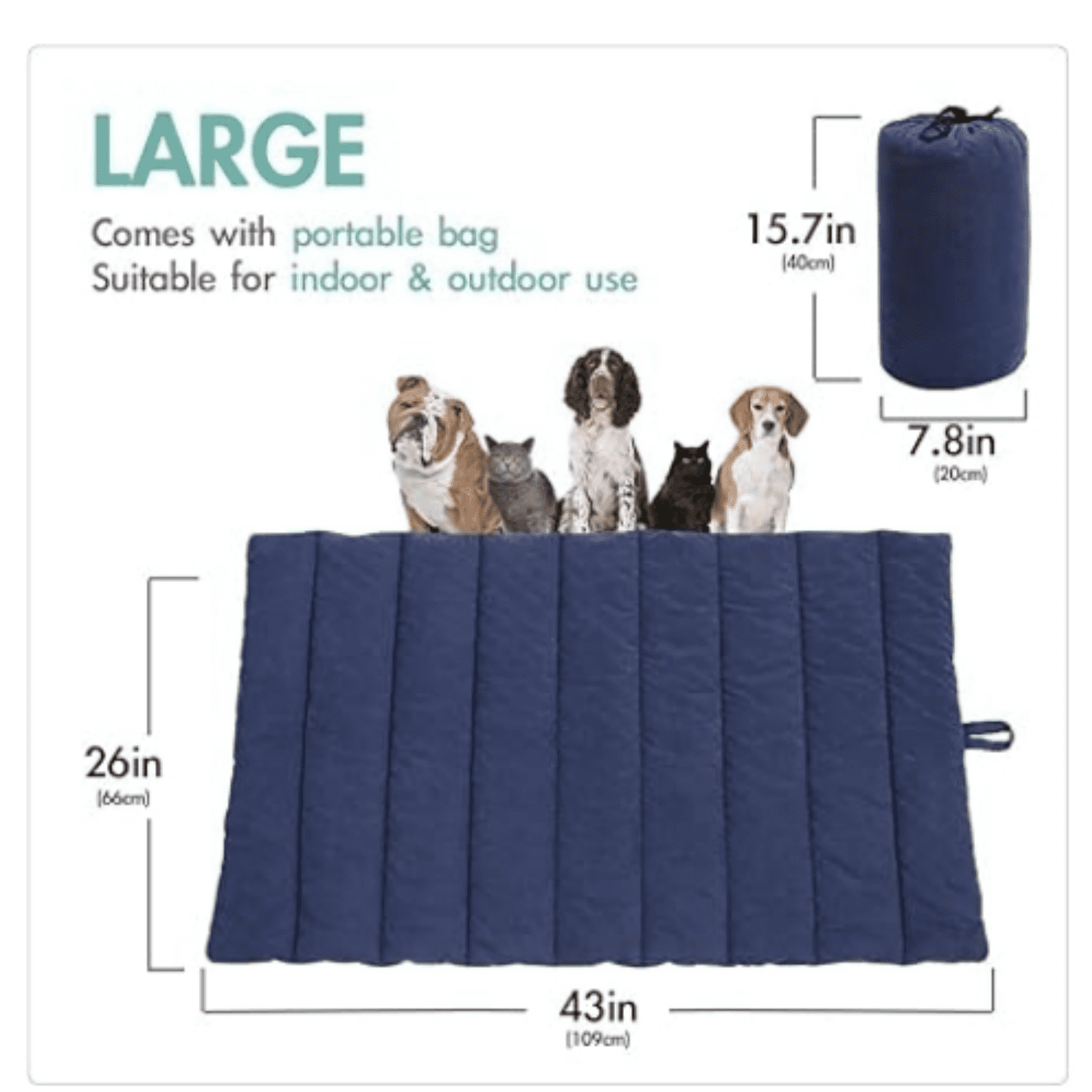 Outdoor Dog Bed, Waterproof, Washable, Large Size, Durable, Water Resistant, Portable and Camping Travel Pet Mat
