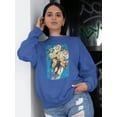 thumbnail image 2 of Pastell Flower Woman Portrait Sweatshirt Women's -Hulya Ozdemir Designs, Female Small, 2 of 4