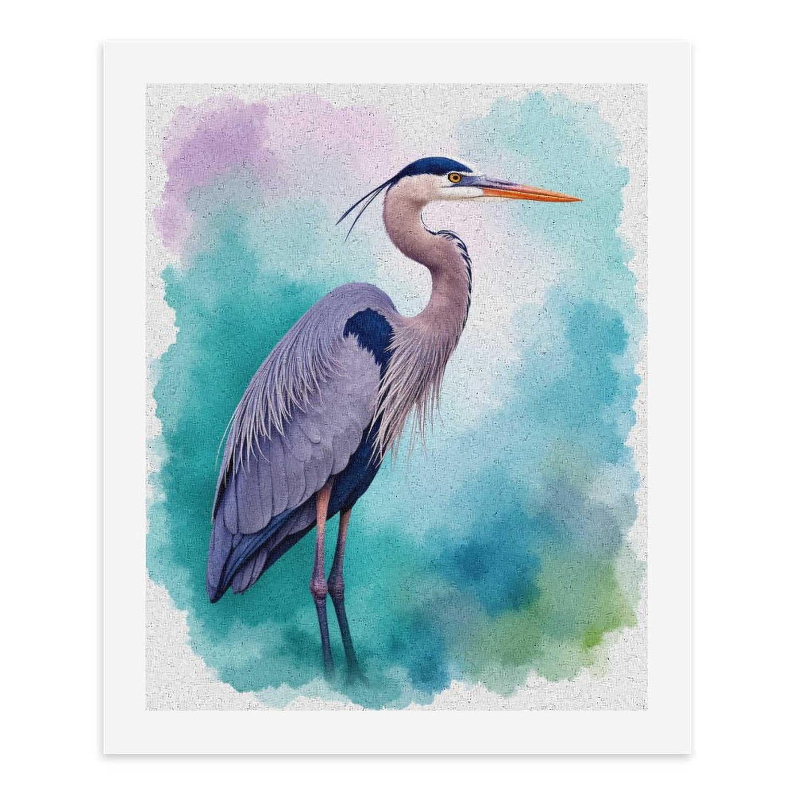 Paint by Numbers Kit for Adults, Blue Heron Watercolor Art Paint by Numbers, Easy Paint by Numbers Kit for Adults Beginner, DIY Adult Paint by Number Kits on Canvas, Home Decor