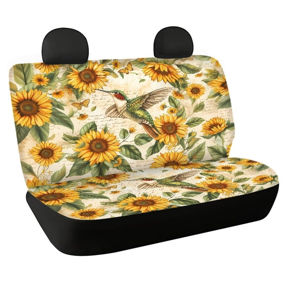 Chririnla Hummingbird Floral Print, Non-Slip Rear Bench Seat Cover Set of 2 Durable Full Wrap Bench Seat Covers for Car Interior Auto