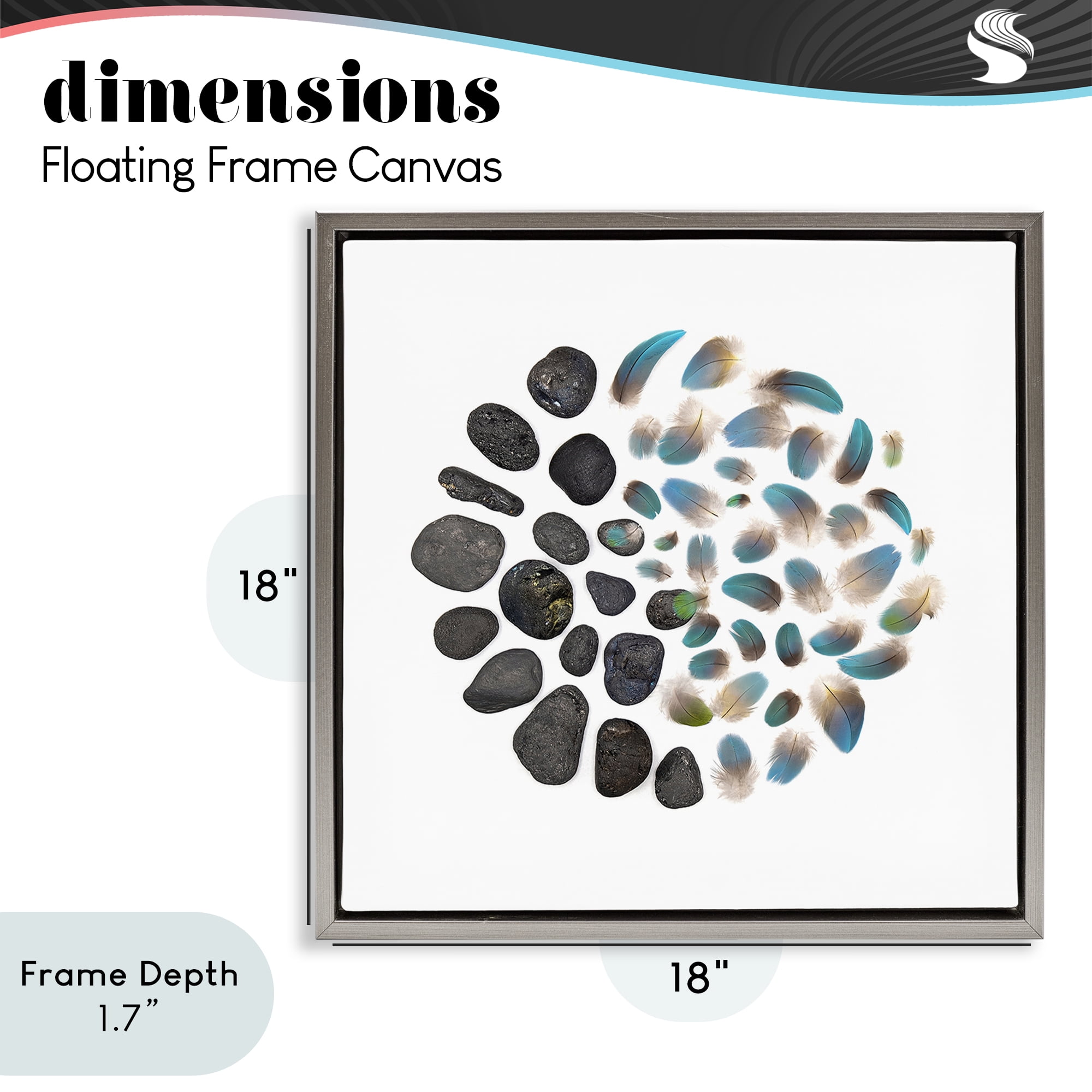 Stupell Industries Feathers & Rocks Collection Gray Framed Floater Canvas Wall Art, design by Beth Adoette