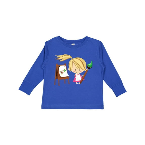 Inktastic Artist Girl with Easel Girls Long Sleeve Toddler T-Shirt