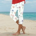 thumbnail image 2 of newwalpole Capri Leggings for Women Fall Floral Printed Plus Size Capris High Waist Knee Length Slim Fit Yoga Cropped Legging White for Size M, 2 of 5