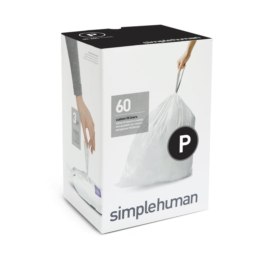 simplehuman Code P Custom Fit Liners, 5060 Liter / 1316 Gallon, 60 Count