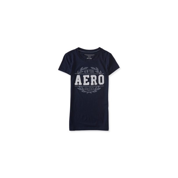 Aeropostale New York Athletics Embellecido playera para mujer, azul, grande Aeropostale Camiseta adornada