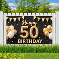 thumbnail image 4 of Golden Theme Birthday Party Banner Happy 50th Celebration Banner for Milestone Event Indoor Decoration Anniversary, 4 of 8