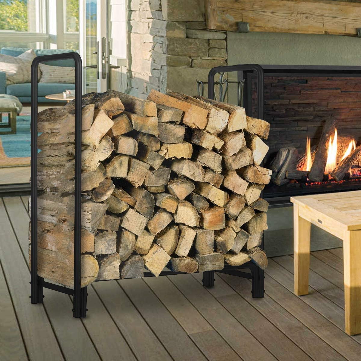 KingSo Firewood Log Rack 4/8/12ft Wood Storage Holder for Ourdoor Patio