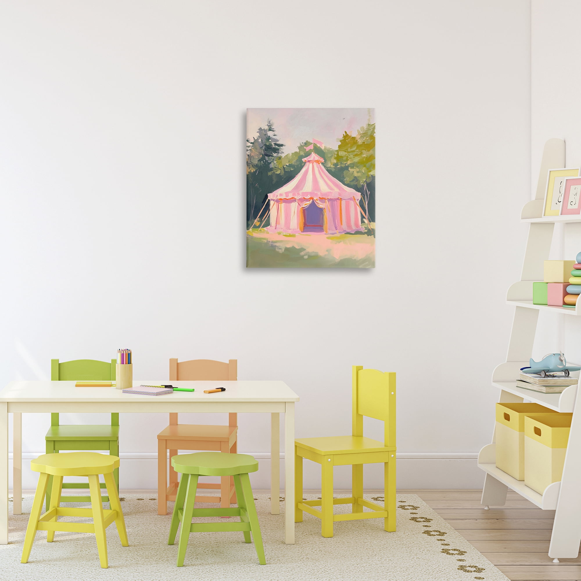 Stupell Industries Pink Circus Tent in Meadow Canvas Wall Art, design by The Prints Vibe