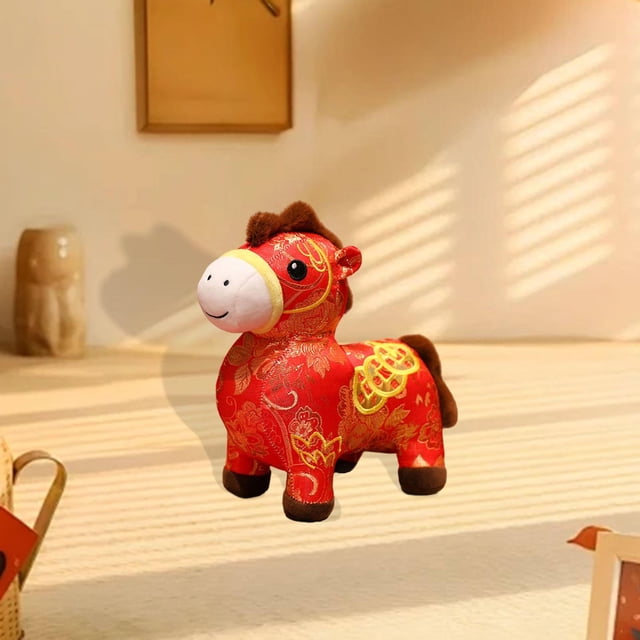 Peluche de caballo del año 2026, peluches de caballos, lindos accesorios para fotos, muñeco, decoración del año Chino, animal de peluche para