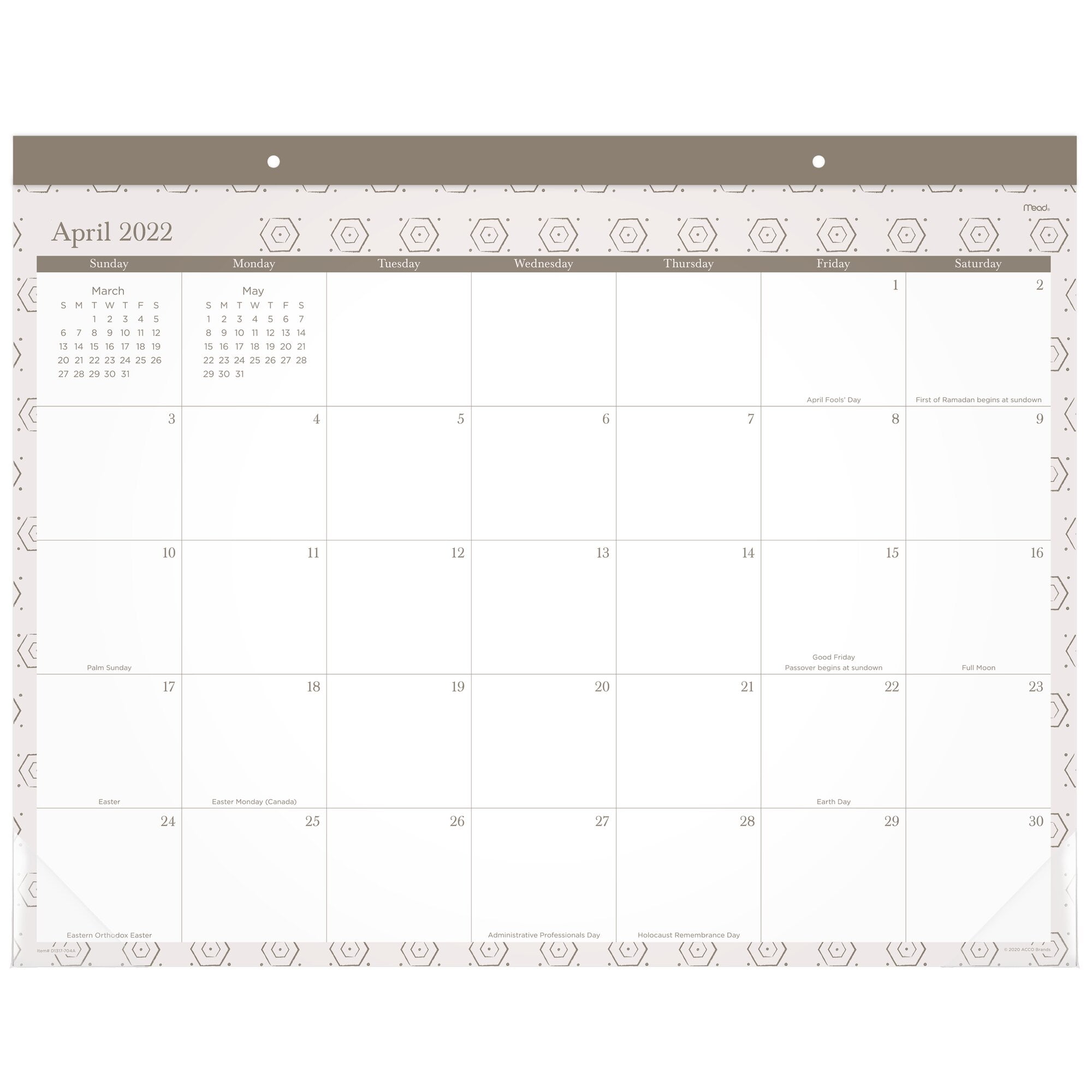July 2018 - Dec 2019 Desk Calendar 2019-22"x17" 
