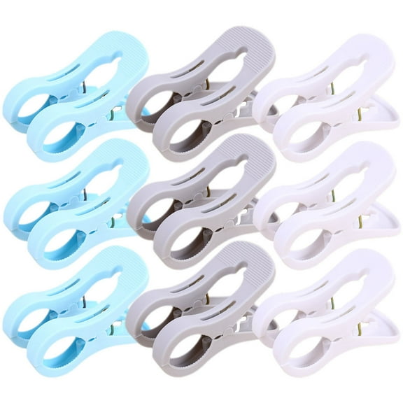 DINHEAROM Sturdy Clothes Clamps Plastic Assorted Color 9pcs 4.9x2.8in