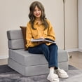 thumbnail image 2 of Giantex Folding Chair Bed Floor Sofa Bed, Upholstered Guest Chaise Lounge Trifold Mattress for Bedroom Living Room Dorm Furniture, Video Gaming Sofa Bed Sleeper Convertible Chair (Gray), 2 of 5