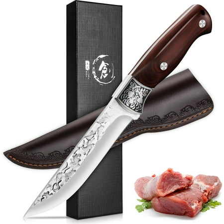 Multi-purpose boning knife for meat cutting professional chef s boning knife butcher s Chef Trimmer Fillet Knife for Meat Fish Full Blade Wood Handle Knife for Kitchen Barbecue Grill - 5.1 in.